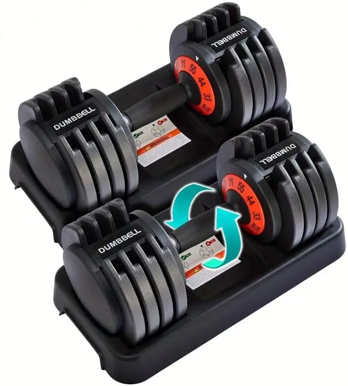 Adjustable Dumbbells 55LBS Dumbbell Set with Tray for Fitness,1-Sec Adjustable Weights Dumbbells Set,with Anti-Slip Texture Handle, Weight Set For Home Gym Suit both Men and Women