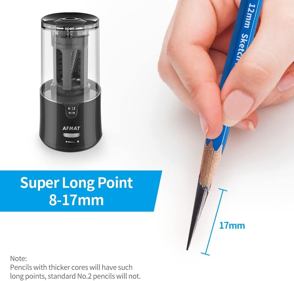 AFMAT Electric Colored Pencil Sharpener + Long Point Pencil Sharpener (PS93+PSA6)