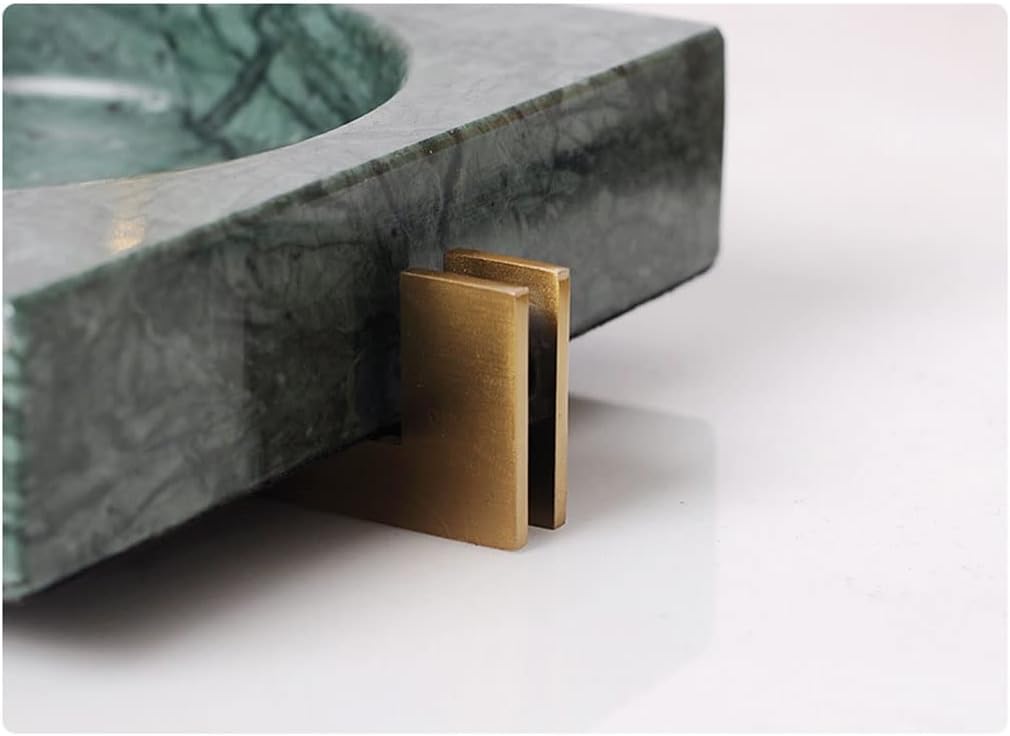 Ashtray Nordic Marble Ashtray with Metal Shelf Ash Tray Living Room Office Cafe Hotel Rooms Ash Holder Gift for Boyfriend Home Ashtrays(Green,18 * 18 * 4cm)