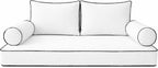 Cottington Lane 5 Piece Outdoor Daybed Cushion Cover Set, Twin Size Fitted 39" x 75" with 6" Deep Fit, Waterproof Indoor Daybed/Porch Swing Bed Mattress & Pillow Bolster Cushion Cover, White