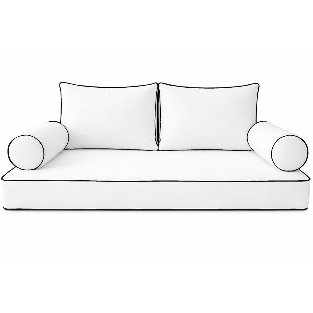 Cottington Lane 5 Piece Outdoor Daybed Cushion Cover Set, Twin Size Fitted 39" x 75" with 6" Deep Fit, Waterproof Indoor Daybed/Porch Swing Bed Mattress & Pillow Bolster Cushion Cover, Light Grey