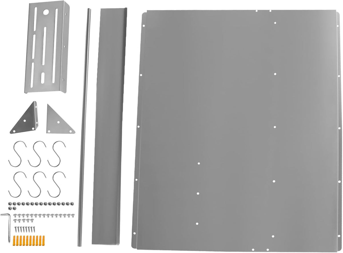 Range Backsplash with Shelf Range Hood Wall Shield, Stainless Steel Backsplash Silver Splash Plate, Backsplash with Built-in Storage Shelf and Hanging Rack For Home Use (Silver-30 x 30.7 Inch)
