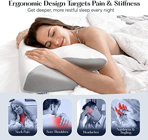 Sutera - Dream Deep Contour Memory Foam Cervical Pillow - White+Bag