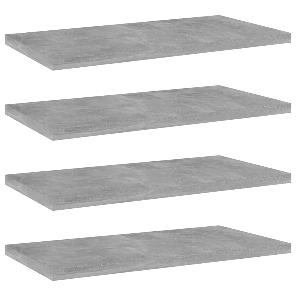 Set of 4 Wall Mounted Floating Shelves 39.4 x 19.7 in Concrete Grey Engineered Wood Decorative Display Storage Ledge for Living Room