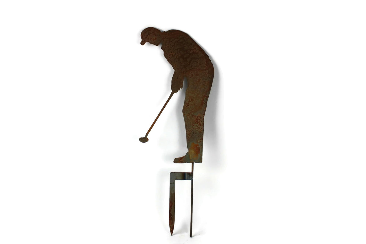 Hobby and Leisure Style Rustic or Powder Coated Metal Garden Stake or Stand (CUSTOM Medium Camper 23" Tall Including Stake, Pink)
