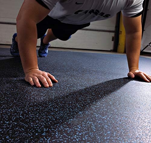 American Floor Mats Sport 8mm Heavy Duty Rubber Flooring - Interlocking Rubber Tile (23" x 23") 10% Blue 5'9" x 7'8" Set (44 Square feet)