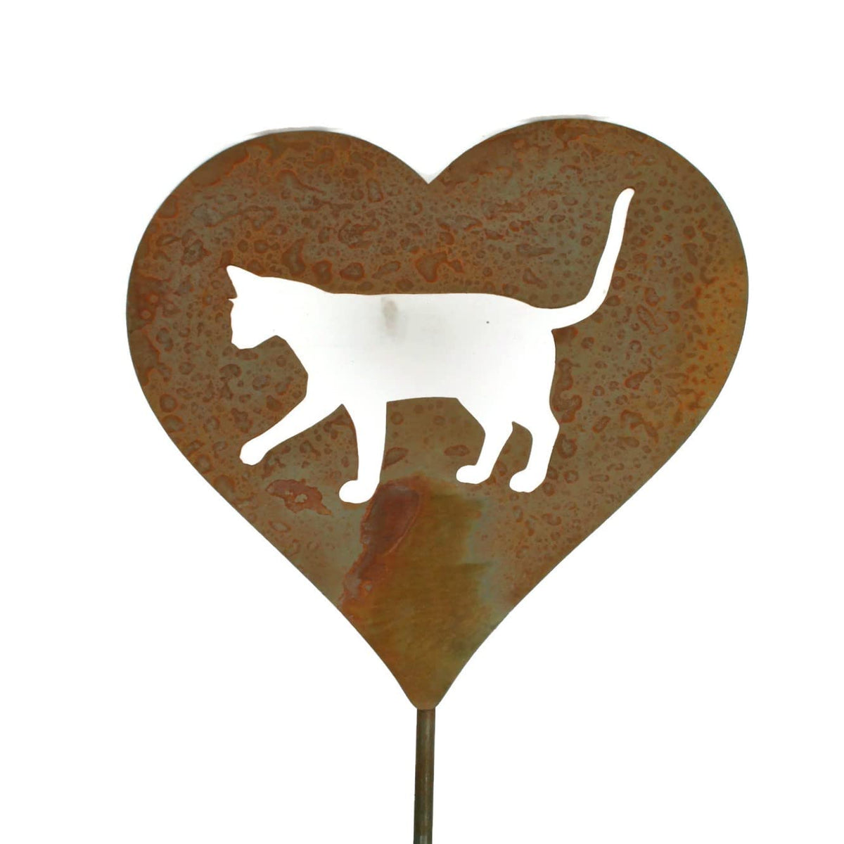 Pet Dog, Cat, Rabbit or Bird Keepsake Memorial Heart Garden Stake 20 to 28 Inches Tall (Large Heart, 28" Tall, Cairn Terrier, Naturally Rusted)
