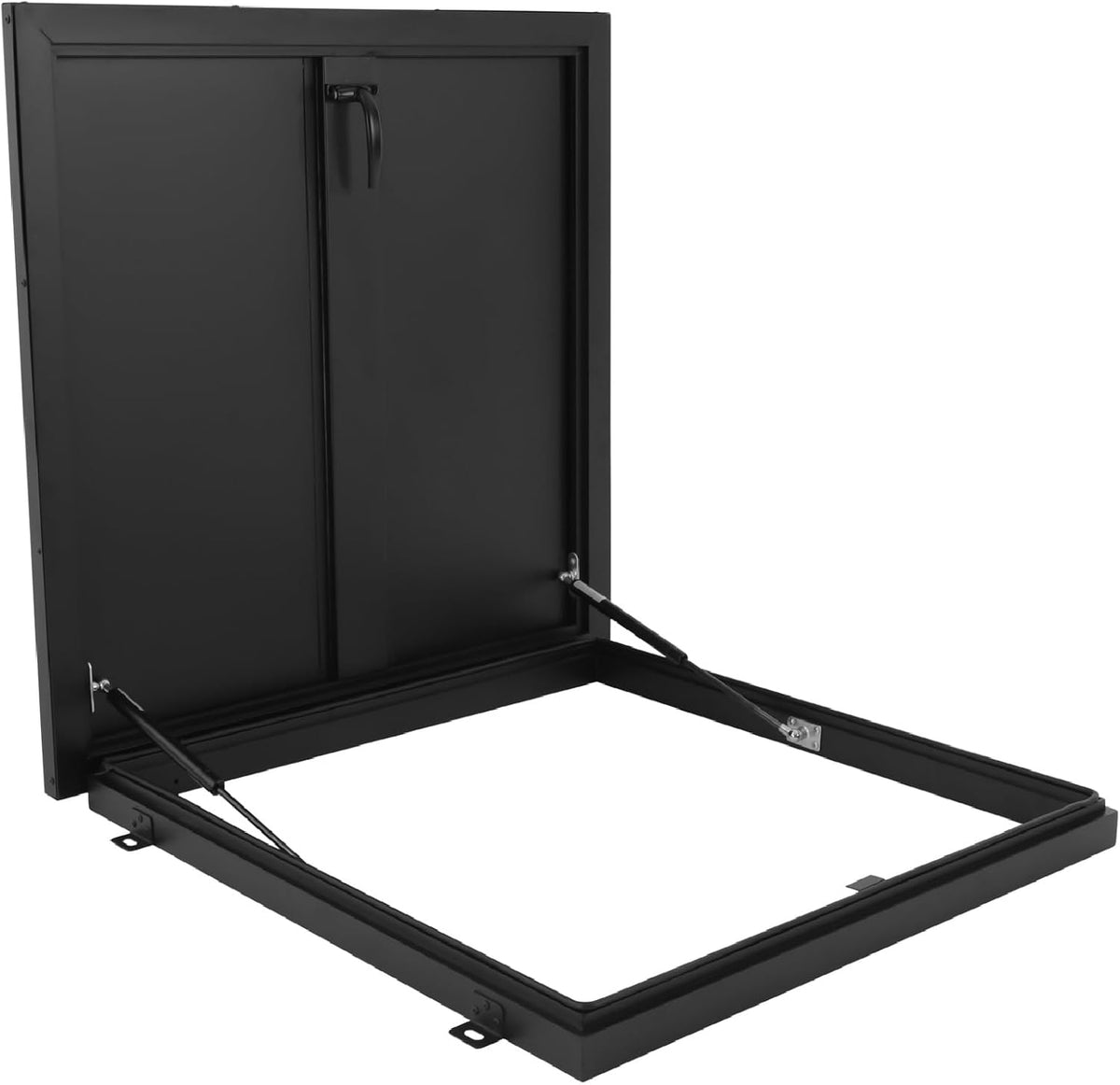 27.5" L X 27.5" W Aluminum Roof Access Hatch, Roof Security Door, Rooftop Hatch Cover Plate for Wellhead Lid, Cellar Cover (Black-27.5inch)