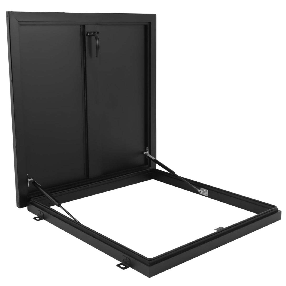 27.5" L X 27.5" W Aluminum Roof Access Hatch, Roof Security Door, Rooftop Hatch Cover Plate for Wellhead Lid, Cellar Cover (Black-27.5inch)