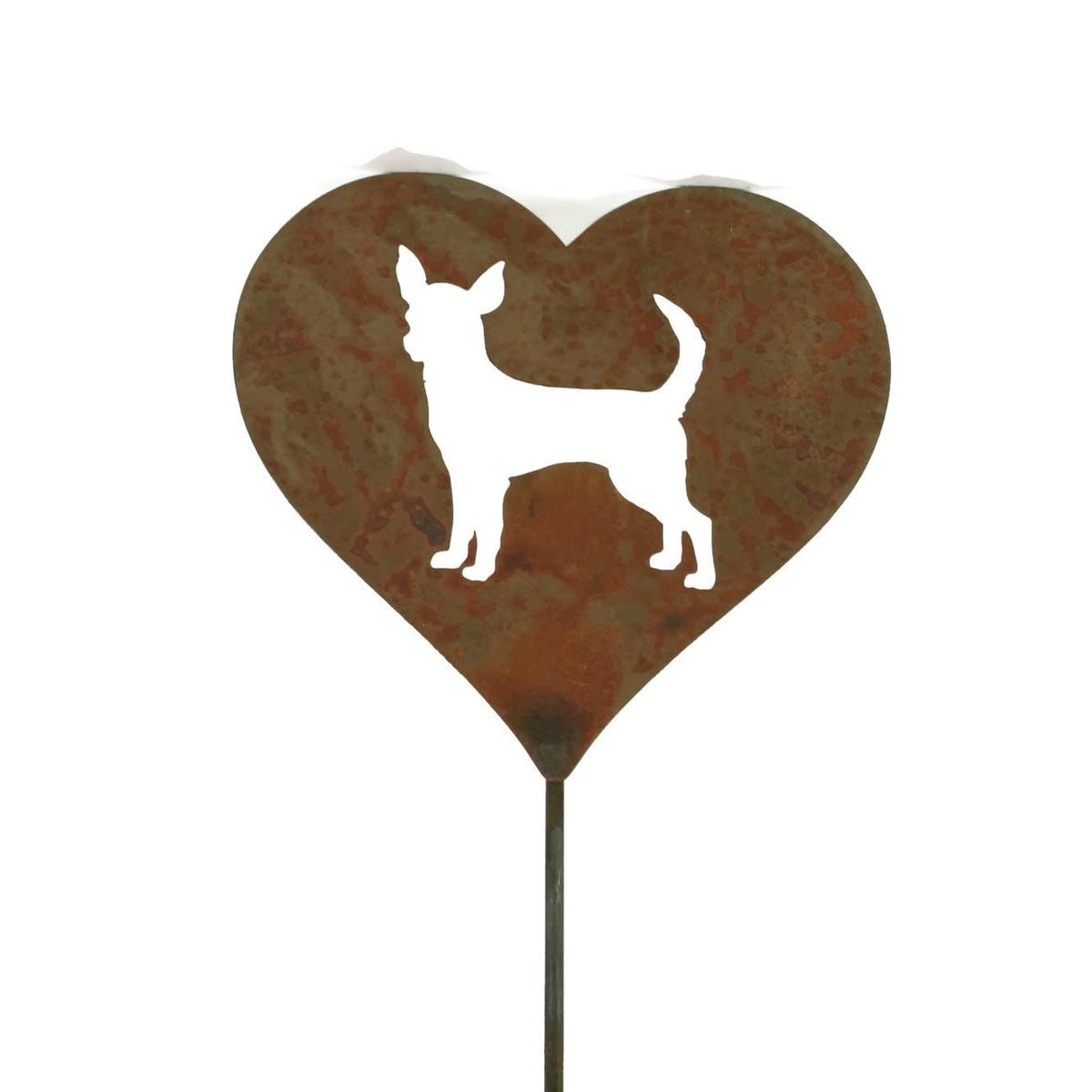 Pet Dog, Cat, Rabbit or Bird Keepsake Memorial Heart Garden Stake 20 to 28 Inches Tall (Large Heart, 28" Tall, Schnauzer, Naturally Rusted)