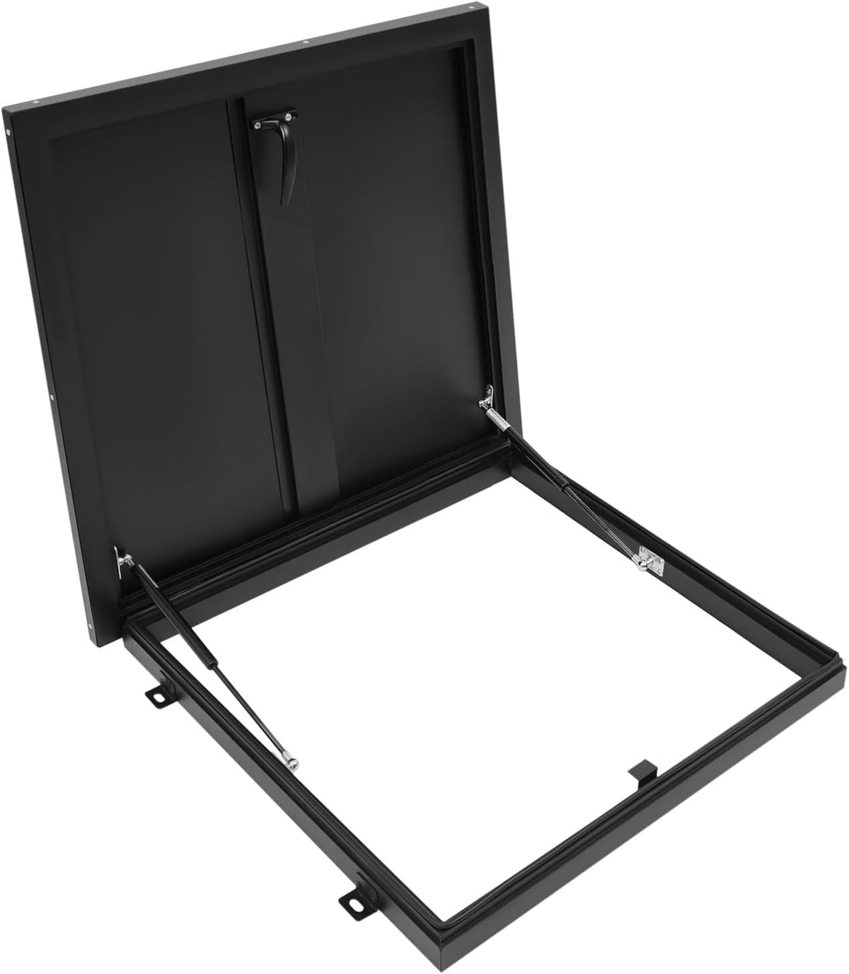 Roof Hatch, Roof Access Hatch,Roof Security Door with Hydraulic Support Rod and Switch Type Handle,Commercial Manhole Cellar Export Lid,Attic Skylights Roof Hatch Vent Access Door (Black-25.6x25.6)