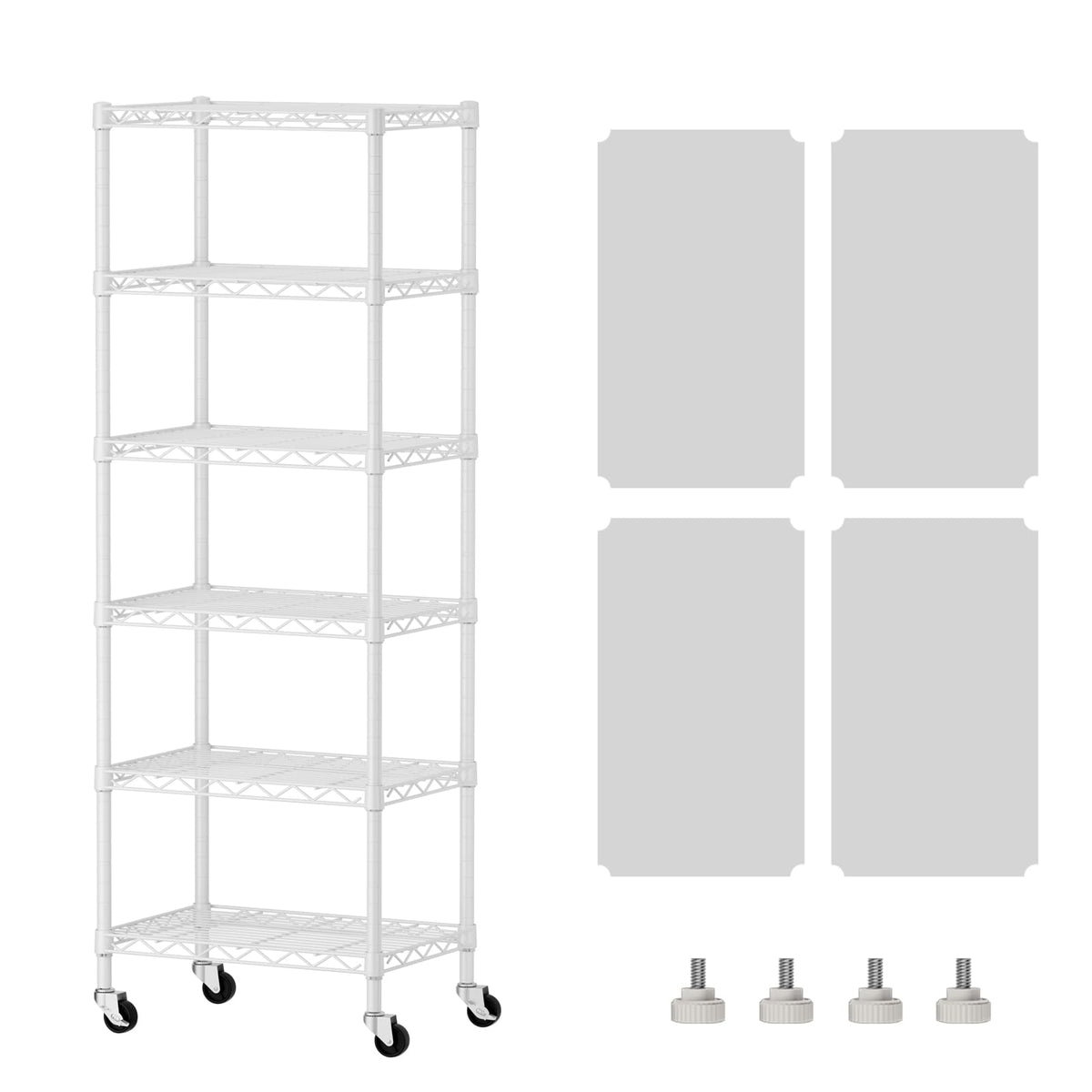 SINGAYE 5 Shelves Storage Wire Shelf Closet Metal Shelving Pantry Wheels
