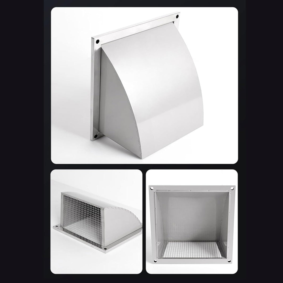 Stainless Steel Vent Square Vent Cover with Protective Mesh for Long Term Use Exhaust Hood(14 inch)
