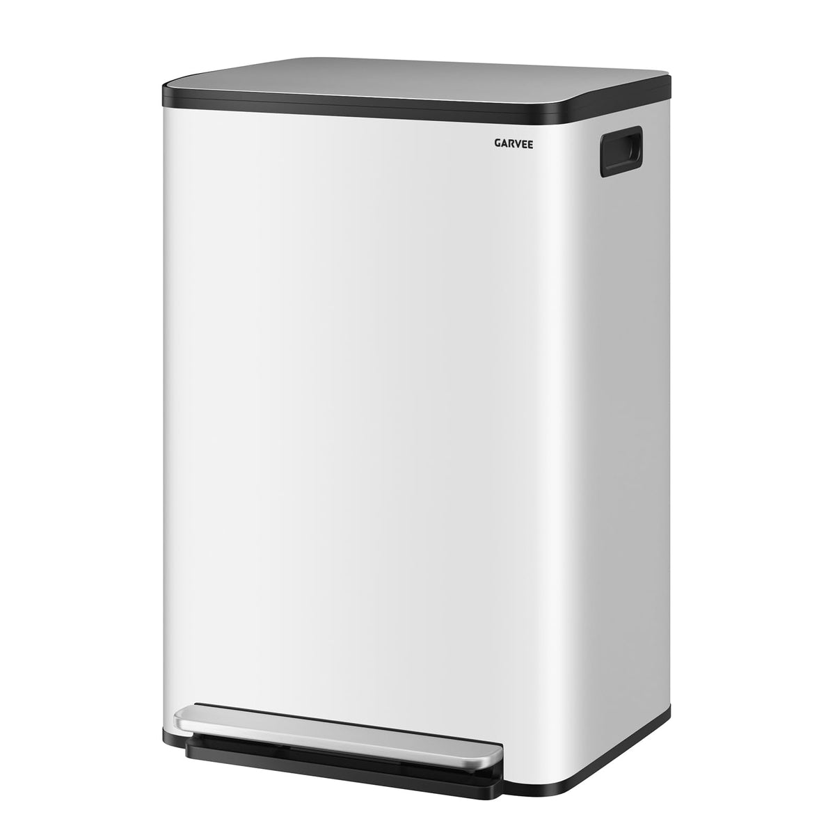 13 Gallon Trash Can Kitchen Garbage Bin with Removable Inner Buckets 50L Stainless Steel Step-on Metal Large Waste Cans with Soft Close Lid Silver