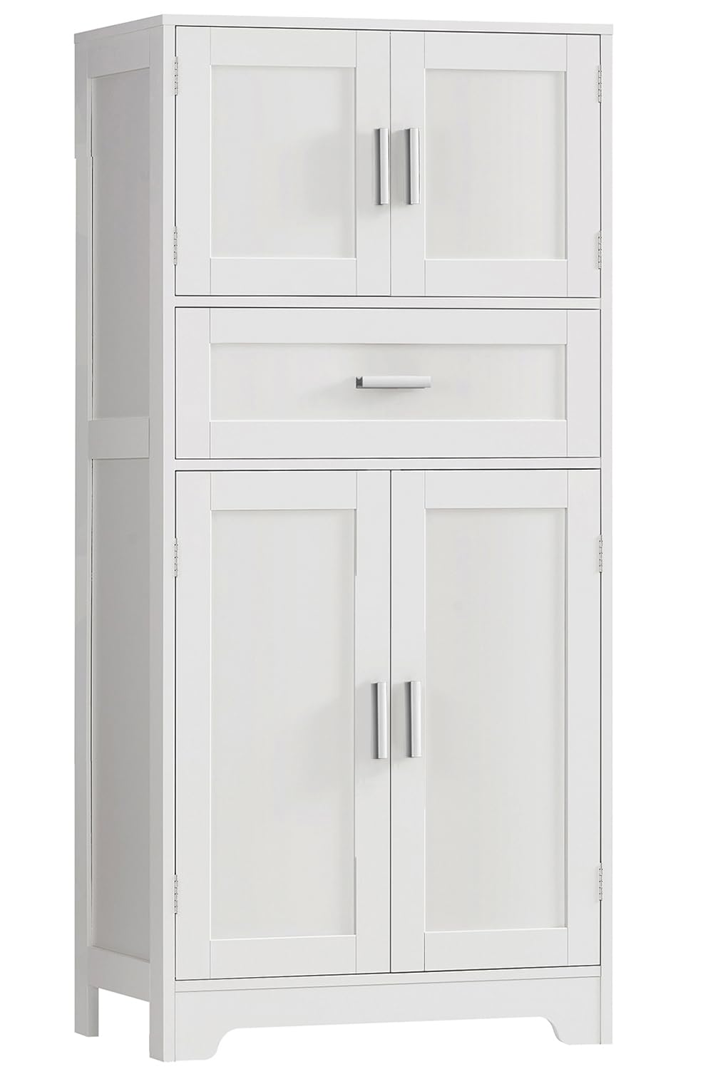 TEENFON Storage Cabinet, Coffee Bar Cabinet with 3 Drawers, 2 Adjustable Shelves & 2 Doors, Buffet Cabinet, Kitchen Cabinet for Kitchen, Dining Room, Living Room, White