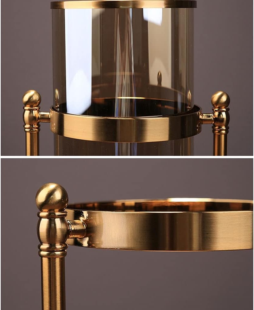 Candle Holders for Home Decor， Candle Holder Vintage Metal Candlestick with Glass Screen Cover Accent Display for Home Wedding Candlelight Dinner Decor Holiday Candle Holders(Set)