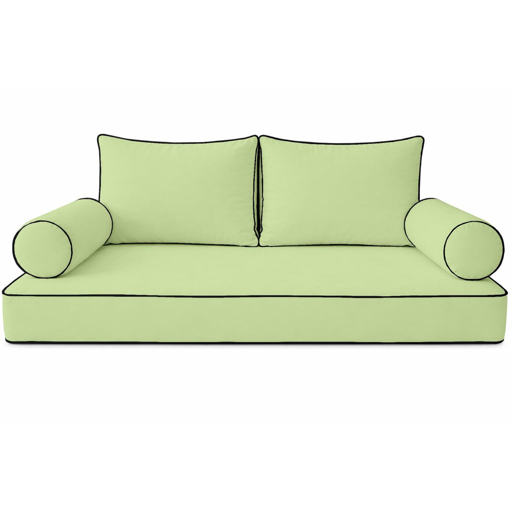 Cottington Lane 5 Piece Outdoor Daybed Cushion Cover Set, Twin Size Fitted 39" x 75" with 6" Deep Fit, Waterproof Indoor Daybed/Porch Swing Bed Mattress & Pillow Bolster Cushion Cover, Light Grey