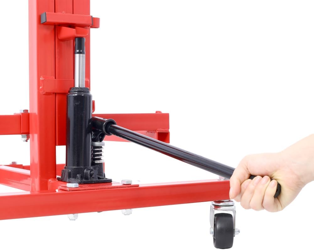 Hydraulic Car Lift, Jack Lifter for Car Door Installation and Removal, Red Steel Mobile Jack Stand with Hoist Dolly, Professional Tool for Garage Workshop, 2025 Upgrade, 1 Pack