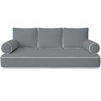 Cottington Lane 5 Piece Outdoor Daybed Cushion Cover Set, Twin Size Fitted 39" x 75" with 6" Deep Fit, Waterproof Indoor Daybed/Porch Swing Bed Mattress & Pillow Bolster Cushion Cover, White