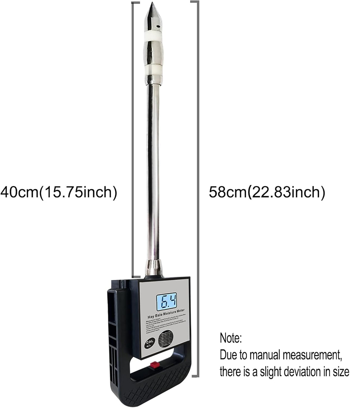 Portable Hay Moisture Meter Tester with 15.7" Probe for Hay Bales,Cereal Straw,Bran,Forage Grass,Soybean Meal,Leymus Chinensis,Emperor Bamboo Grass,Alfalfa,Fibre,Hay Moisture Testing