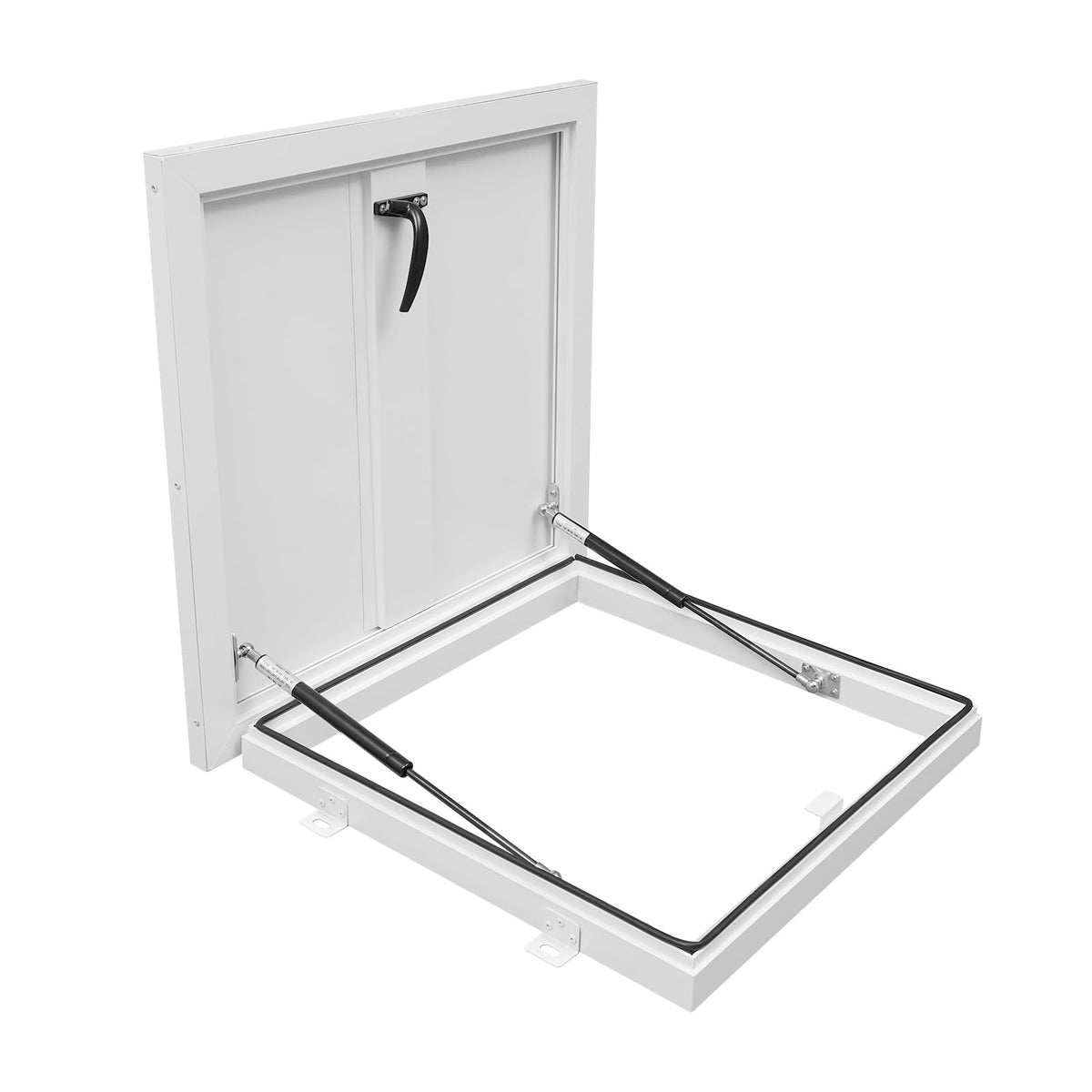 Roof Hatch, Roof Access Hatch,Roof Security Door with Hydraulic Support Rod and Switch Type Handle,Commercial Manhole Cellar Export Lid,Attic Skylights Roof Hatch Vent Access Door (Black-25.6x25.6)