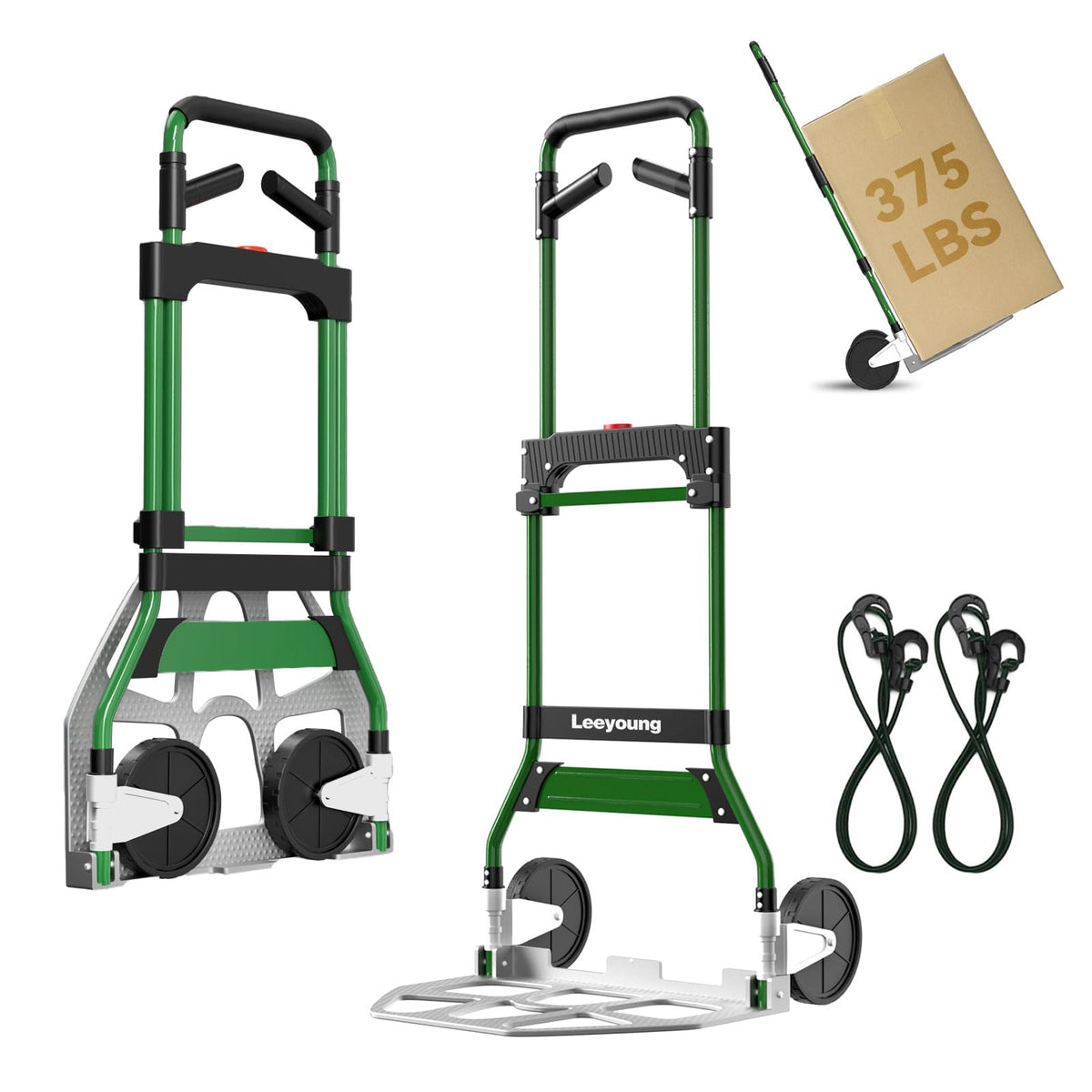 Leeyoung Folding Hand Truck Dolly 375lbs Aluminum Frame Large Platform