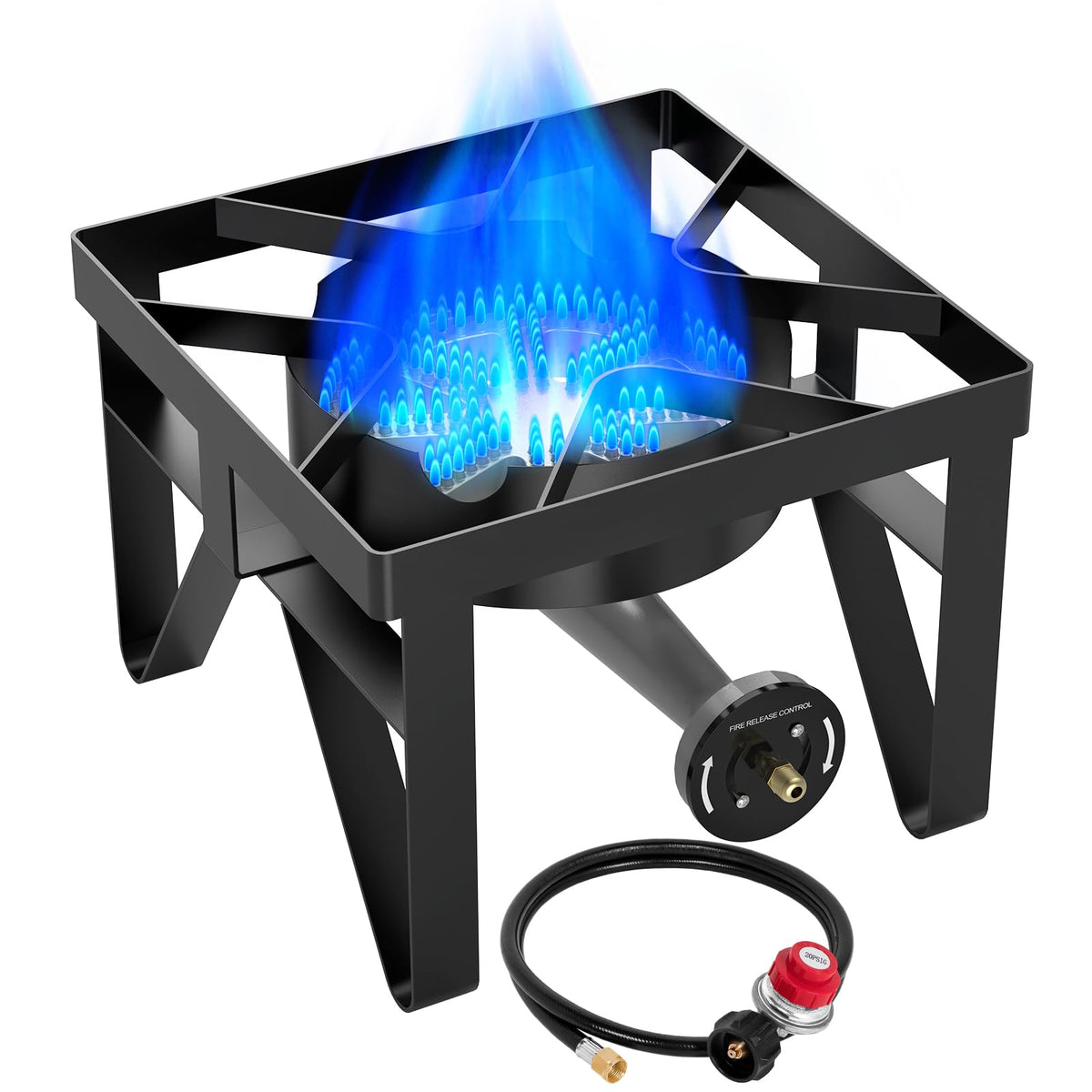Bestfire 150,000 BTU 2 Burner Propane Camping Stove with Auto Ignition, Windpanel, Portable Outdoor Gas Cooker with Removable Legs, Side Shelves for Camping, BBQ