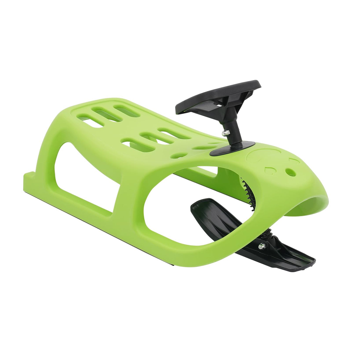 Snow Racer Sled for Kids, Winter Sport Ski Sled Slider Board with Steering Wheel & Footrest, 220 lbs Capacity Snow Sled for Kids, Teenagers, Adult