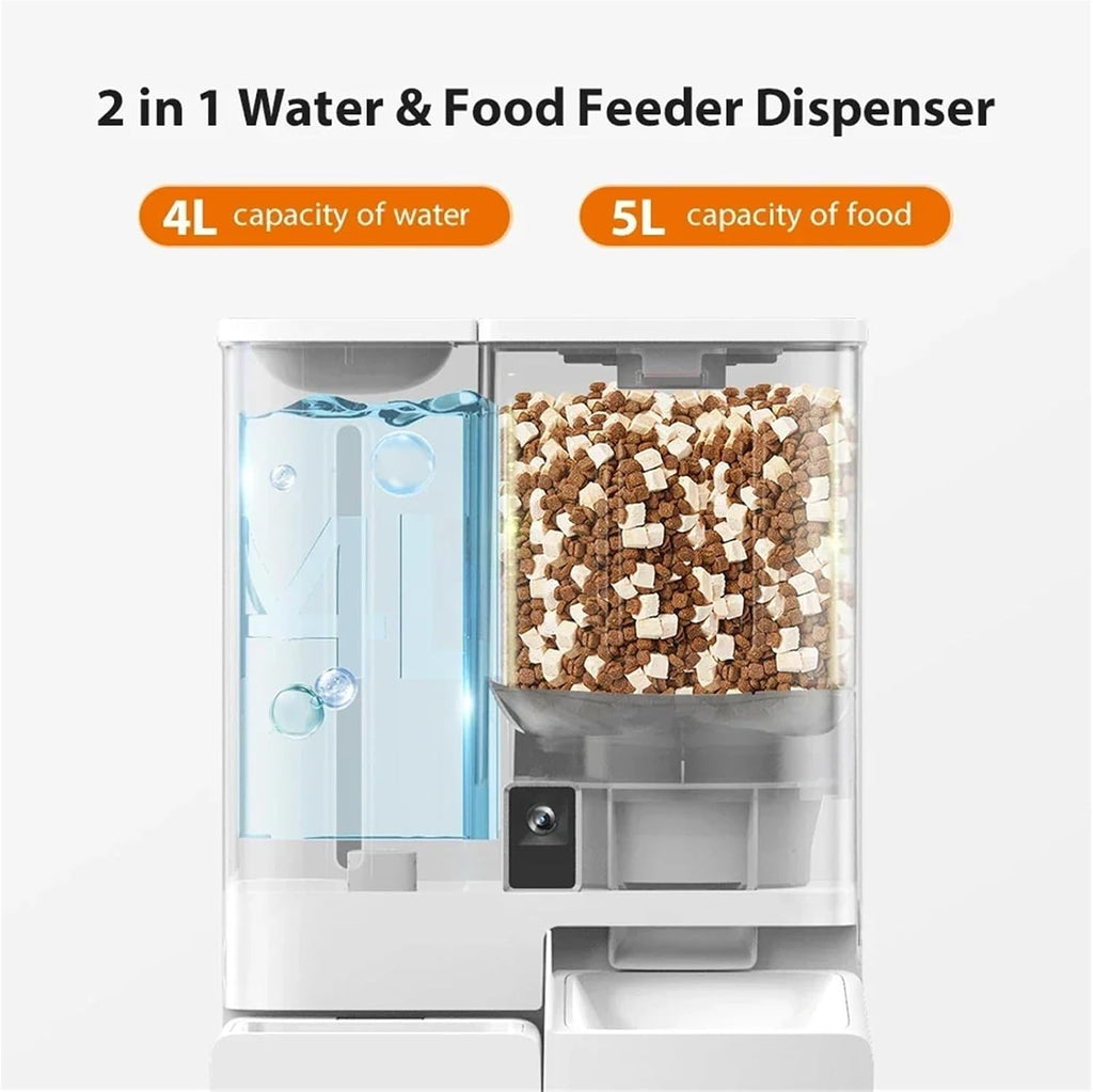 2-in-1 Pet Feeder Water Fountain with Camera