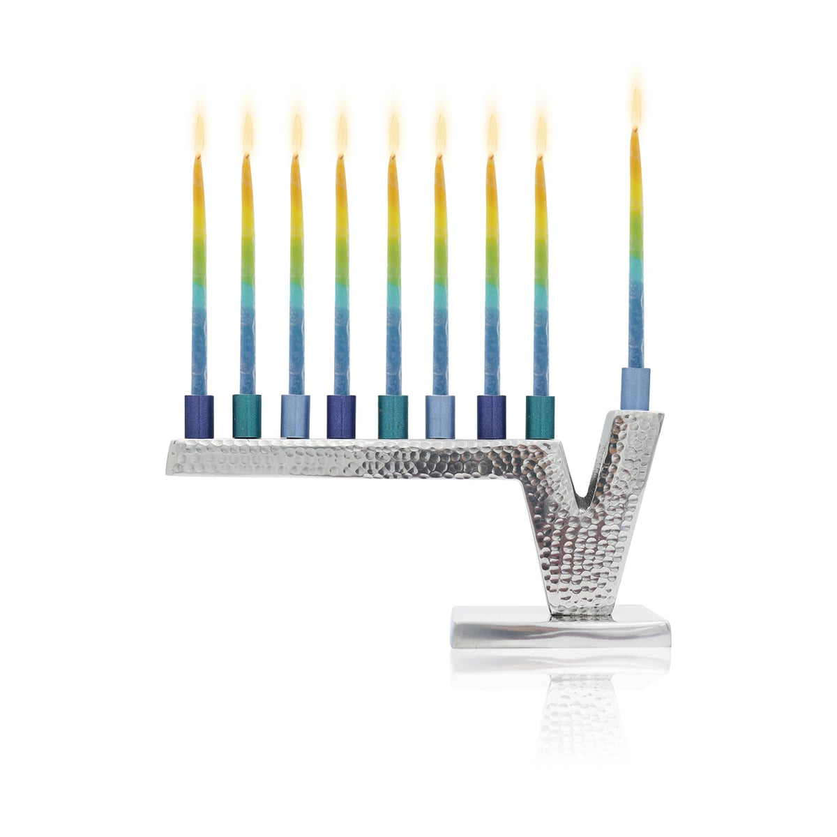 Majestic Giftware Silver-Plated Chanukah Oil Menorah (MN-HA17019B) | Fits Standard Chanukah Oil Cups and Large Candles | Durable & Long-Lasting Quality | Hanukkah Menorah - 3” High