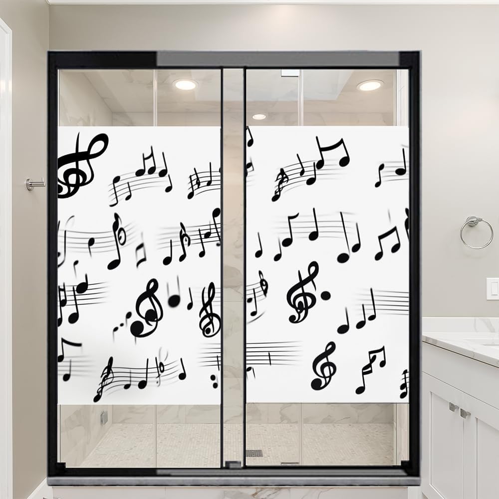 Modern Musical Notes Window Privacy Film 31.5Wx47.2L inch x 2pcs