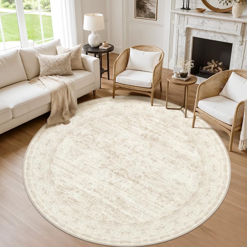 8x10 Area Rugs Living Room: Bedroom Washable Carpet Beige/Ivory