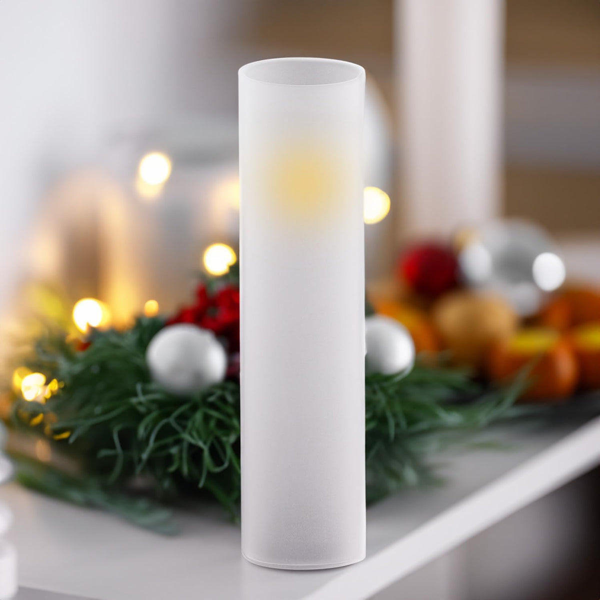 WGVI Hurricane Candle Holder Sleeve, W: 3", Ht: 14", Frosted Glass Cylinder Open Both Ends, Chimney Tube Shade, 12 Pieces