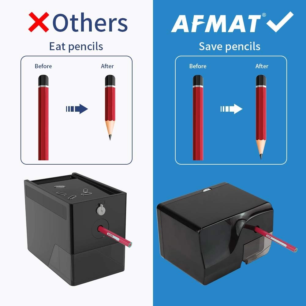 AFMAT Electric Pencil Sharpener for 6-8mm Pencils and Electric Pencil Sharpener 6-11mm Pencils, 2 Pack