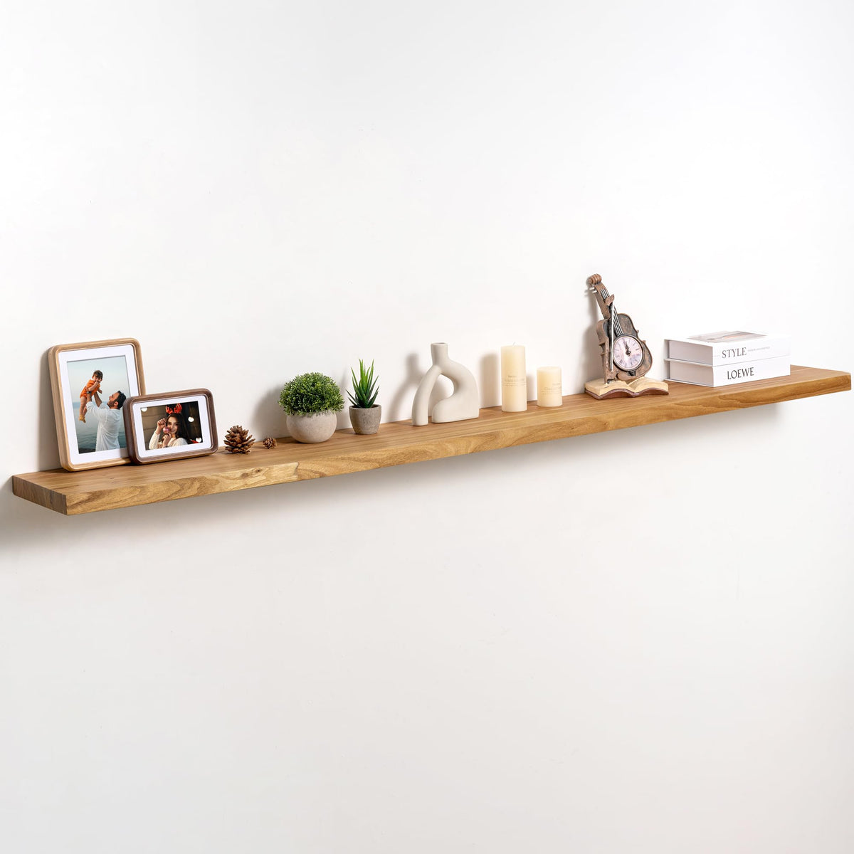 fuqing Live Edge Floating Shelves for Wall, 20 Inch Solid Elm Wood Shelves