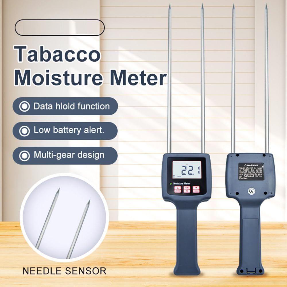 Portable Tobacco Moisture Meter Digital Tobacco Moisture Detector with LCD Display Measuring Range 8% to 40% Accuracy ± 0.5% n Resolution 0.1
