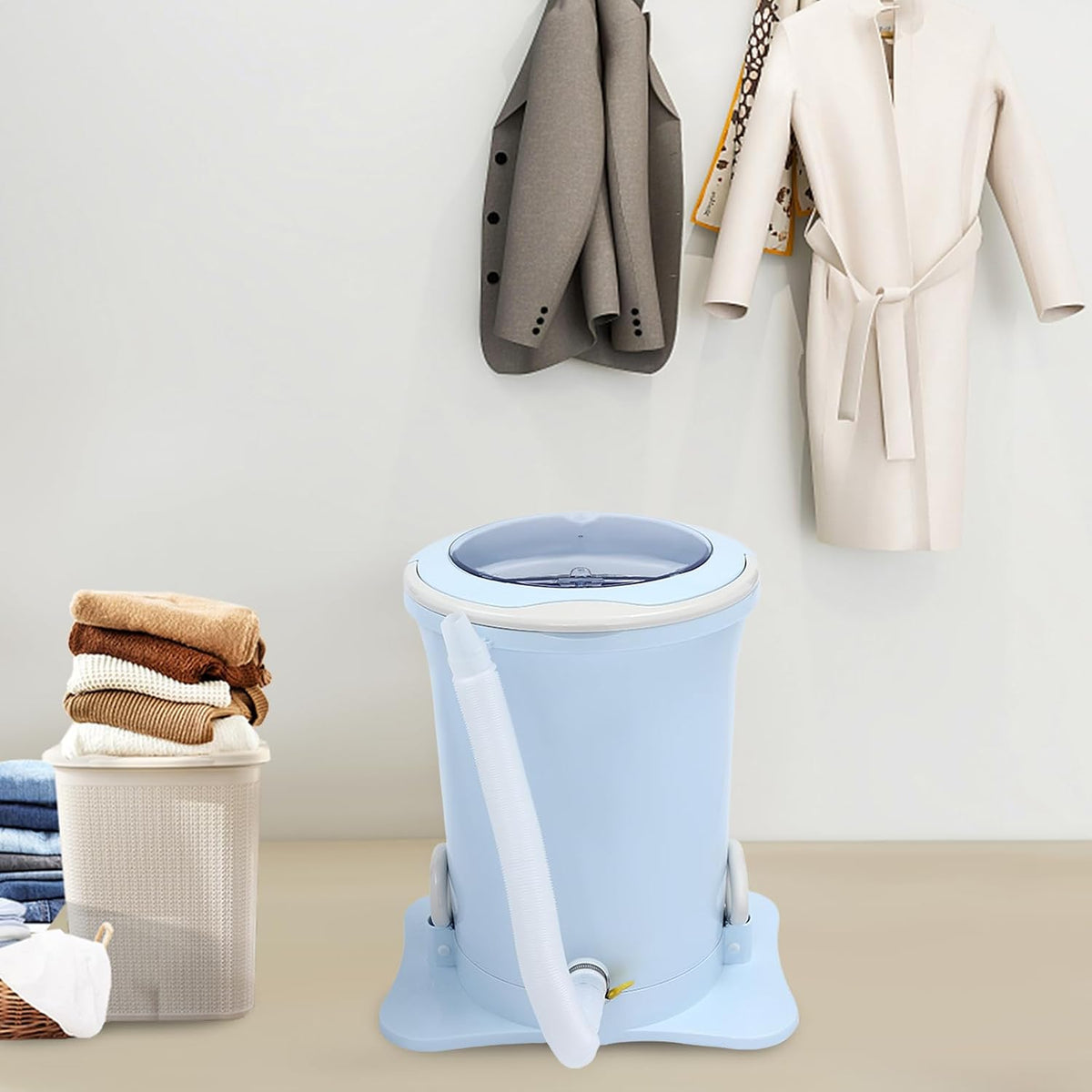 Manual Clothes Dryer,Manual Draw Cord Spin Dryer Clothes Dehydrator,Compact Manual Dehydrator for Camping Traveling Hotel Home