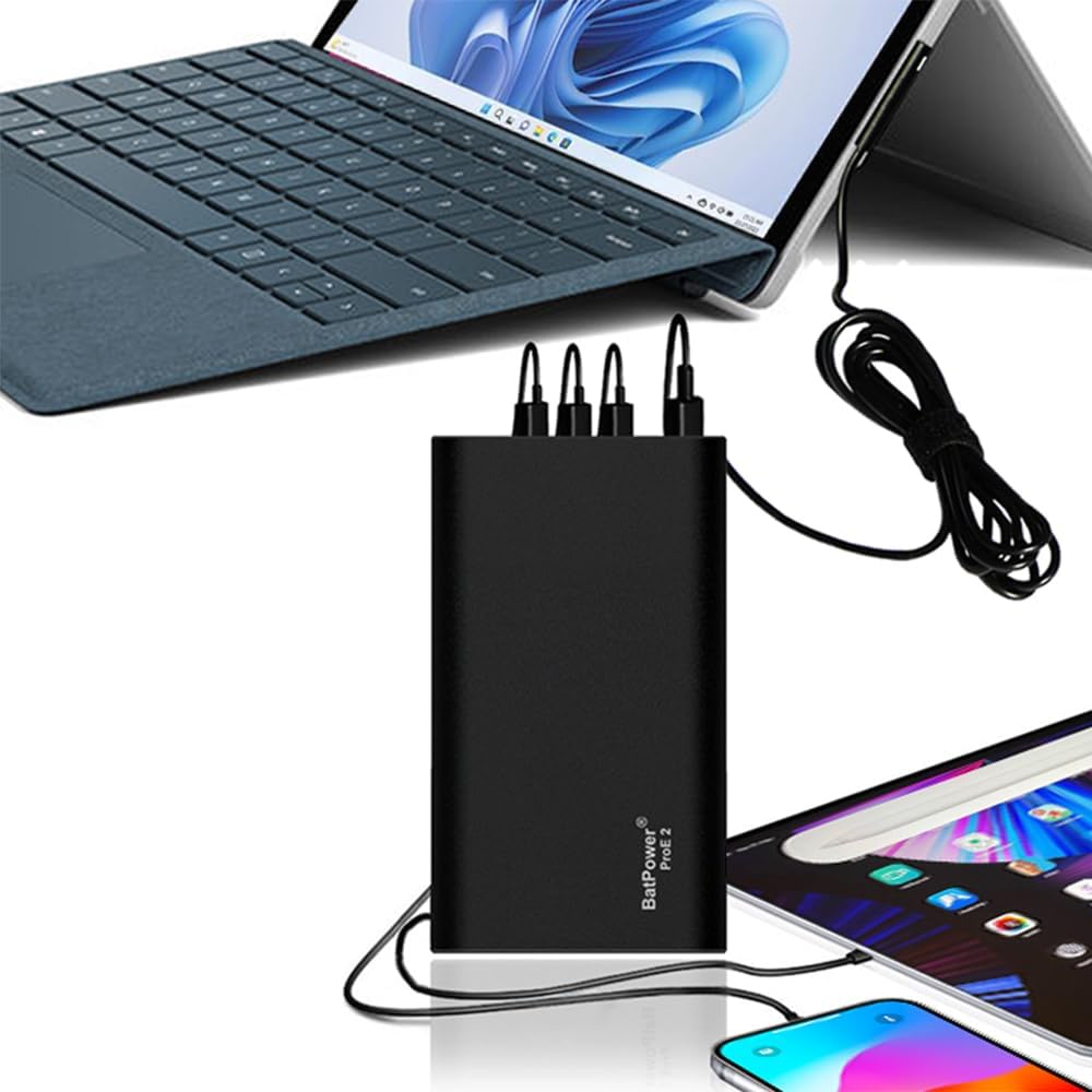 BatPower ProE 2 ES7B 96Wh Surface Power Bank for Surface Pro X 9 8 7 6 5 4 3 2 RT Go Surface Book 3 2 1 External Battery Surface Laptop 4 3 2 1 Portable Charger, USB QC Fast Charge Tablet Smartphone