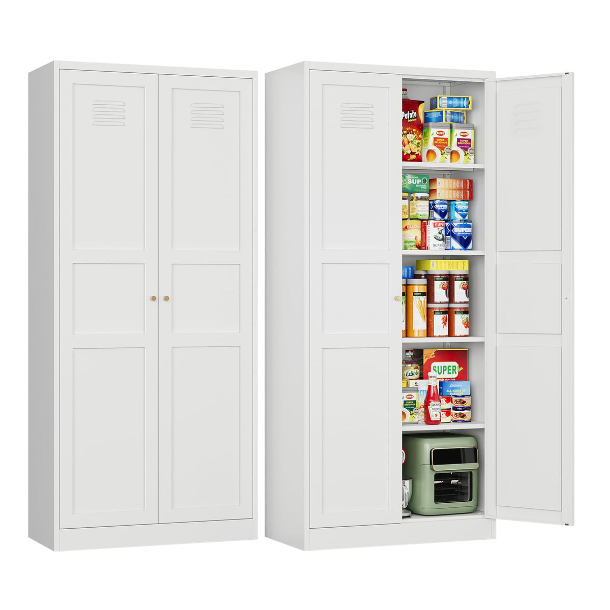 Letaya Black Storage Cabinet with Adjustable Shelves-Metal Home Kitchen Pantry Cabinets with Doors,Organization Locker for Cupboard/Bedroom/Dining/Living/Bathroom/Office/Garage Room