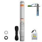 1HP Deep Well Submersible Pump 115V/60Hz, 4 Inch Stainless Steel Water Pump with 33ft Cord, 37GPM Flow 207ft Head, IP68 Waterproof Built-in Controller for Industrial, Irrigation, Home Use