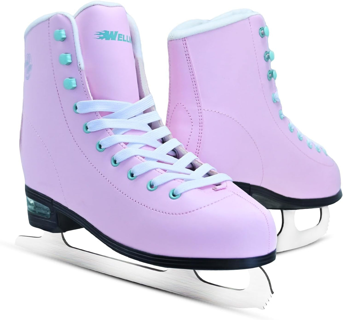 Ice Skates for Women, Adult Figure Skates with Air Cushion, Classic White Figure Skating Shoes Size 5 6 7 8 8.5 9 10 10.5 with Velvety Lining for Indoor& Outdoor
