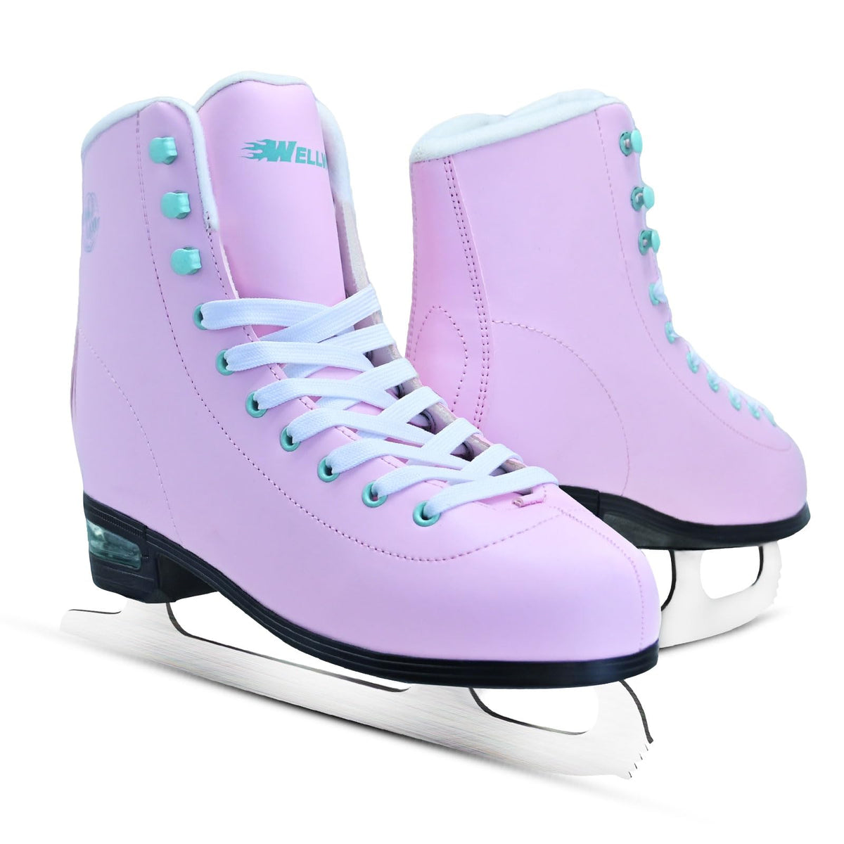 Ice Skates for Women, Adult Figure Skates with Air Cushion, Classic White Figure Skating Shoes Size 5 6 7 8 8.5 9 10 10.5 with Velvety Lining for Indoor& Outdoor