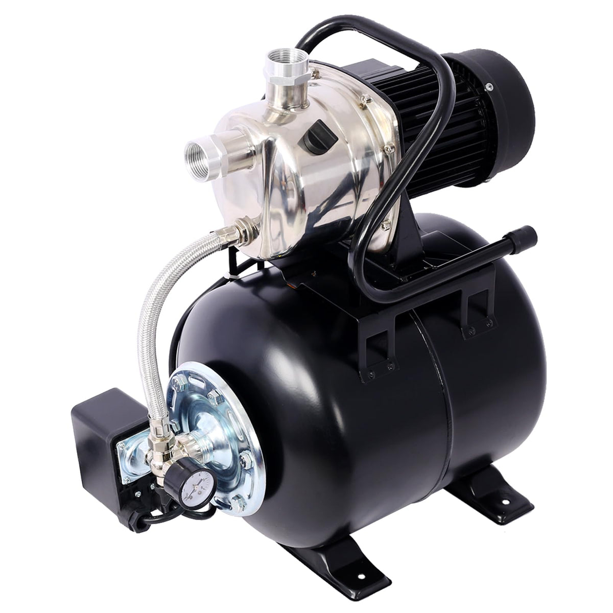 1.6 HP Shallow Well Pump with Pressure Tank, 110V Garden Water Pump, 1000GPH,Stainless Steel, Automatic Water Booster Jet Pump with for Home, Garden, Lawn, Irrigation