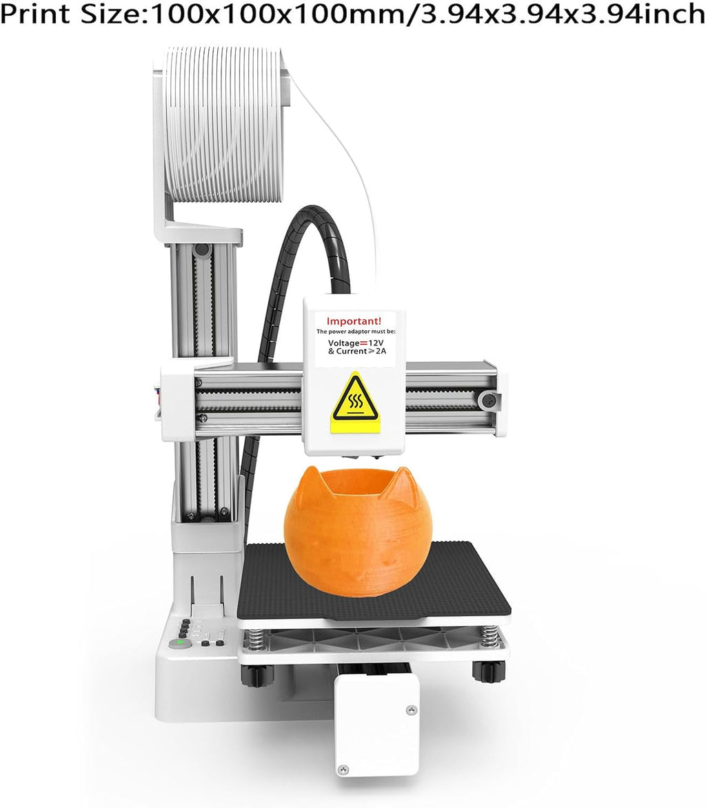 FDM Mini 3D Printer, Frequency Division Multiplexing 3D Printer, Fully Assembled for Beginners, High Precision Printing with TPU PLA (1.75mm), 100X100X100mm (White)