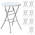 24" Round Folding Table, Plastic Bar Height Tables for Parties Black