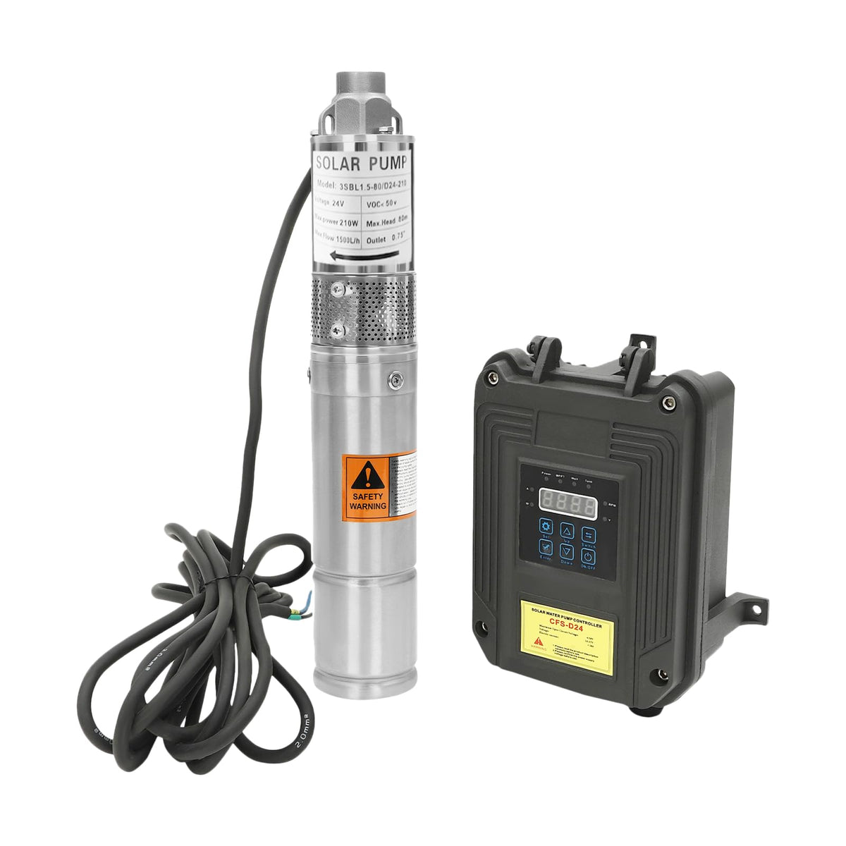 Deep Well Submersible Pump, 0.5HP 3In OD Deep Well Pump, 213.25Ft Head, 1In Outlet Stainless Steel Water Pump for Construction, Water Supply