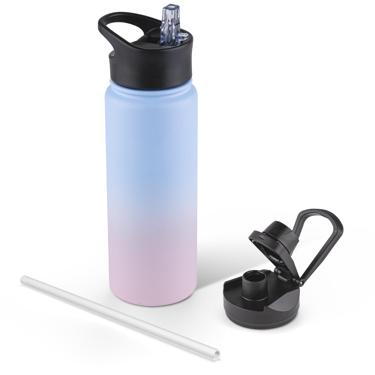 32 oz Insulated Water Bottle Bulk 8 Pack, Stainless Steel Sports Water Bottles with Straw Lid & Wide Mouth Lids, Double Walled Vacuum, Leak Proof, White