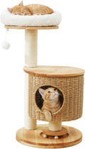 Zonoria 30-Inch Solid Wood Cat Tree Tower for Small to Medium Cats