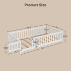 Gizoon Twin Montessori Floor Bed for Toddlers Floor Bed Frame, White