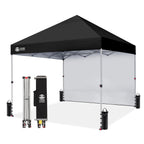 CROWN SHADES 10x10 Pop Up Canopy with 1 Side Wall, Beach Canopy Tent, Red